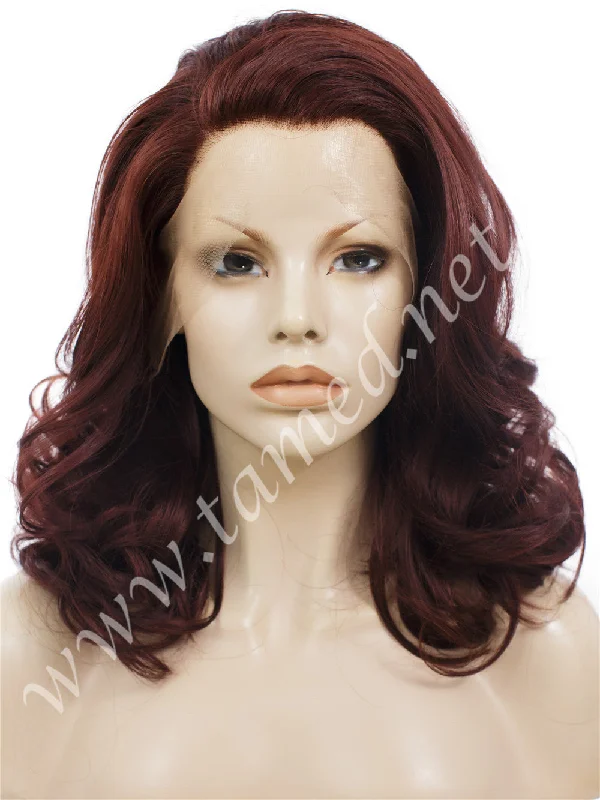 Synthetic medium - length wig with a natural - looking textureEMILY MAHOGANY