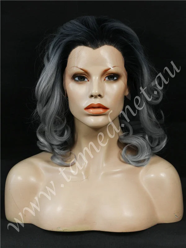 Human - hair medium - length wig for a natural and luxurious feelEMILY MIDNIGHT STORM