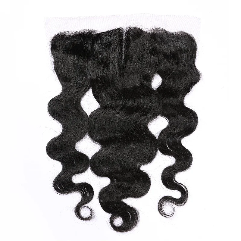 Medium - length wig with a natural - looking root for a more realistic lookFrontal-Peruvian hair-Body Wave