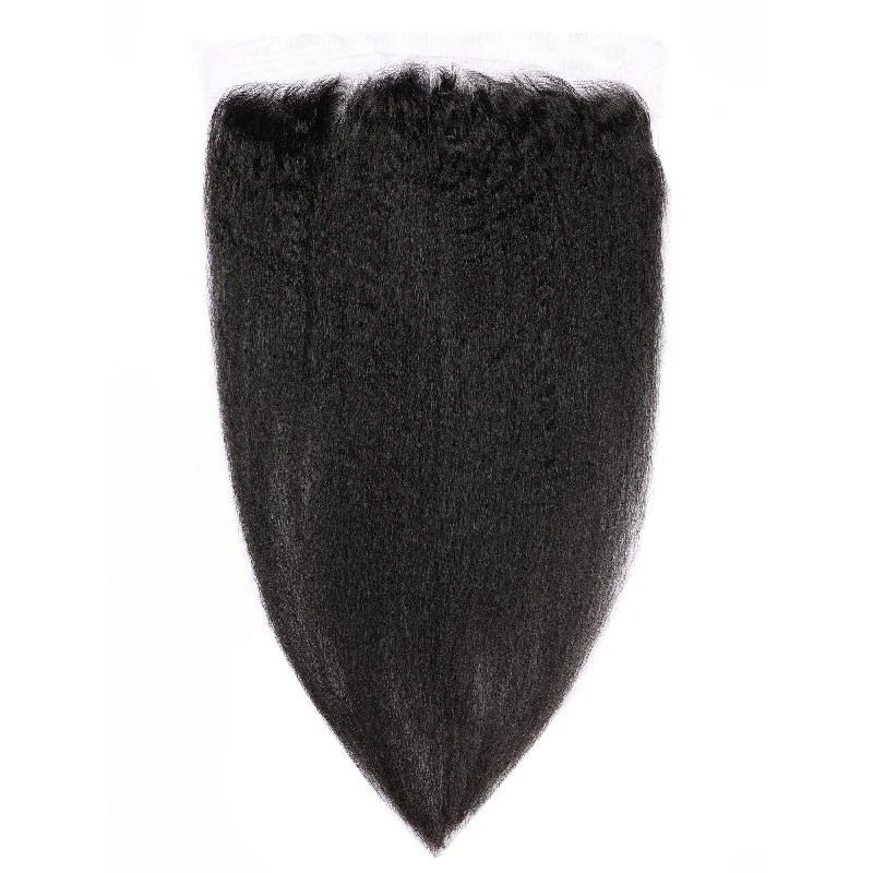 Medium - length wig with a curly fringe for a playful and youthful vibeFrontal-Peruvian hair-Kinky