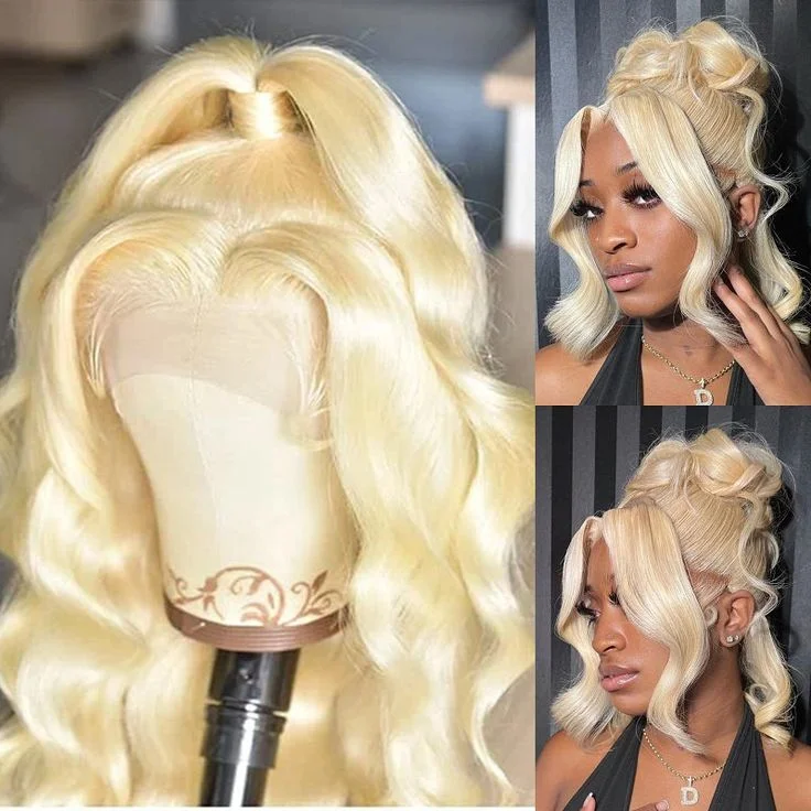 Medium - length wig with a 180 - density for a full and thick appearanceBlonde Lace Front Wig Body Wave Full Lace Wigs Glueless 13x4 Lace Front Wigs for Women