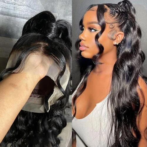 Medium - length wig with a pre - plucked hairline for a more natural lookFull Lace Wigs Body Wave HD Transparent Lace 13x4 Lace Front Glueless Human Hair Wigs