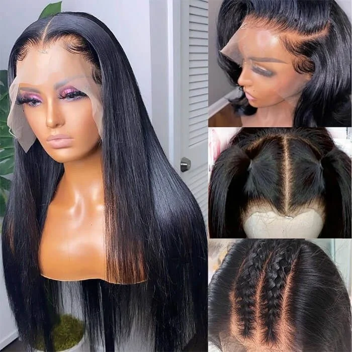 Medium - length wig with a straight texture for a sleek and modern lookHD Transparent Lace Glueless Full Lace Wigs Straight Hair 13x4 Lace Front Affordable Lace Front Wigs Human Hair