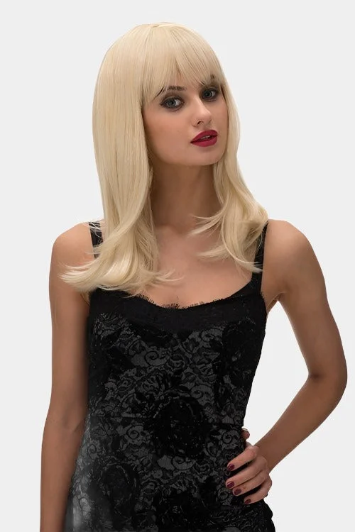 Long - length wig with a natural - looking root for a more realistic lookBlonde long bob wig, slightly layered: Lola