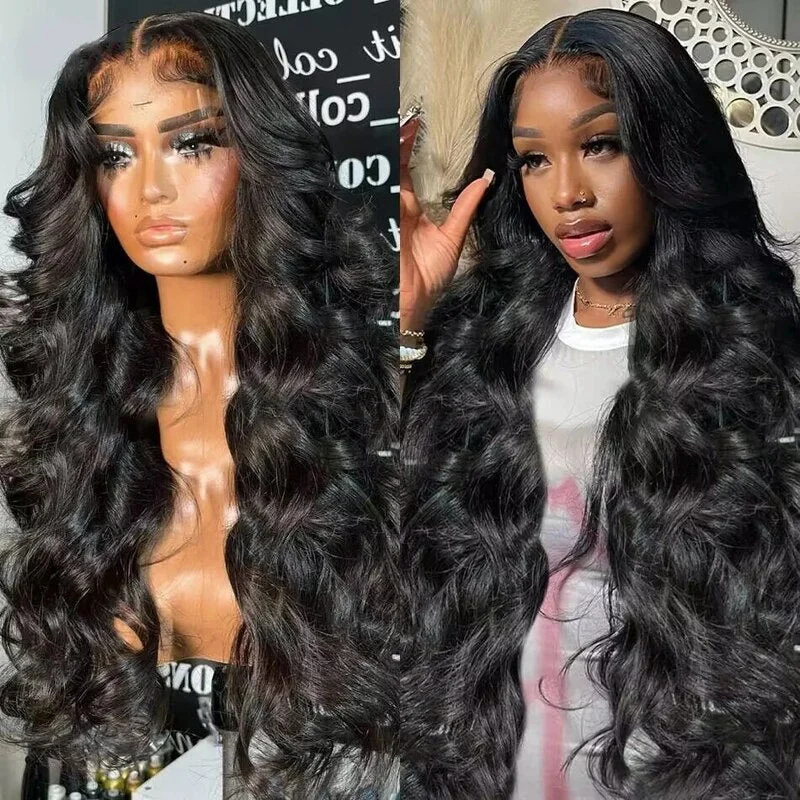 Medium - length wig with a platinum - blonde color for a bold and trendy lookGlueless Loose Body Wave Human Hair Wig 13x4 HD Lace Front Wigs Bleached Knots Pre Plucked