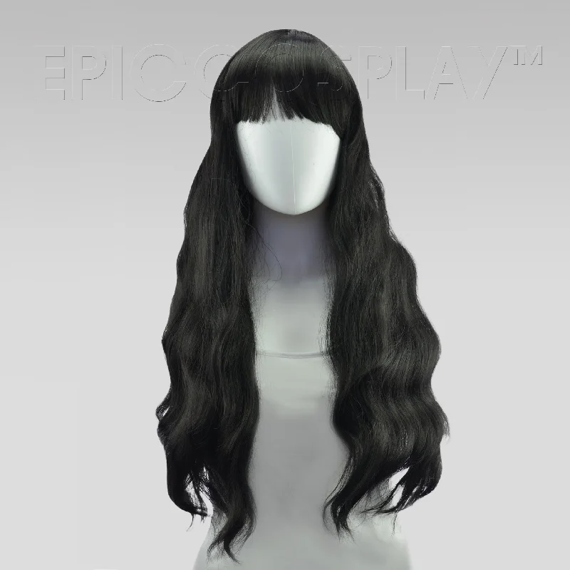 Long - length wig with a heat - resistant formula for easy styling at homeIris - Black