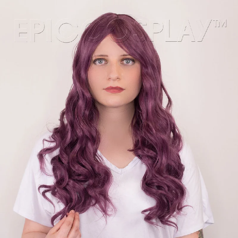 Long - length wig with a natural - looking root for a more realistic lookIris - Dark Plum Purple