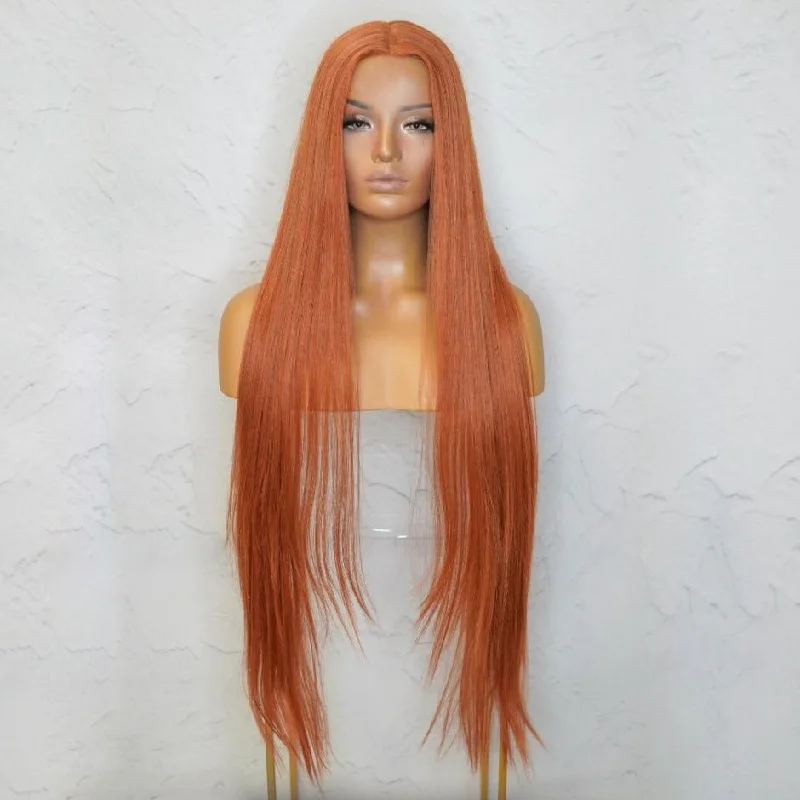 Long - length wig with a honey - blonde color for a warm and sunny appearanceISABELLE Copper 30" Lace Front Wig