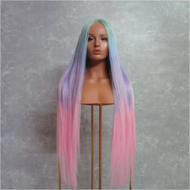 Long - length wig with a straight texture for a sleek and glamorous lookISABELLE Rainbow 30" Lace Front Wig