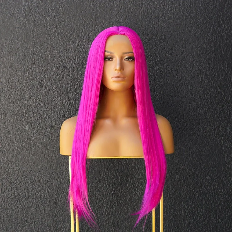 Adjustable - cap long - length wig for a comfortable fitJENNER Pink 24" Lace Front Wig