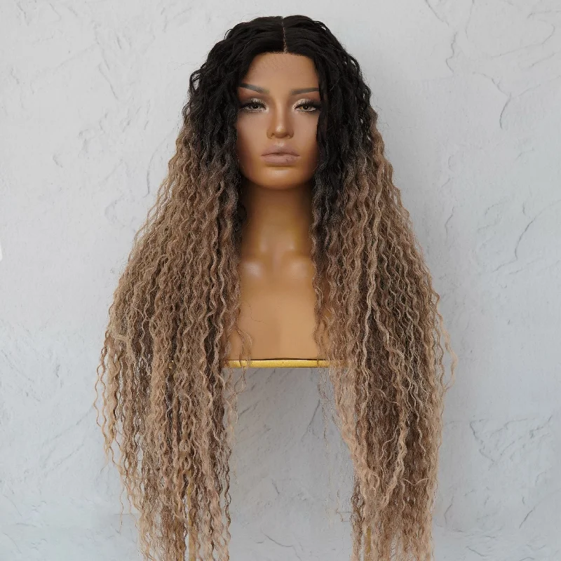 Long - length wig with a straight texture for a sleek and glamorous lookLALA Ombre Brown Lace Front Wig