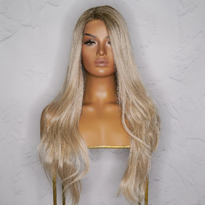 Long - length wig with a natural - looking root for a more realistic lookLEE Ombre Lace Front Wig