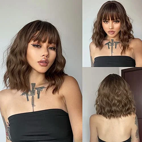 Medium - length wig with a straight texture for a sleek and modern lookLight Brown Medium Length Wig