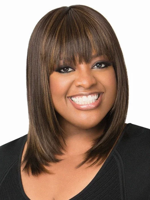 Long - length wig in a jet - black color for a classic appearanceLight Touch Bob by Sherri Shepherd | CLEARANCE