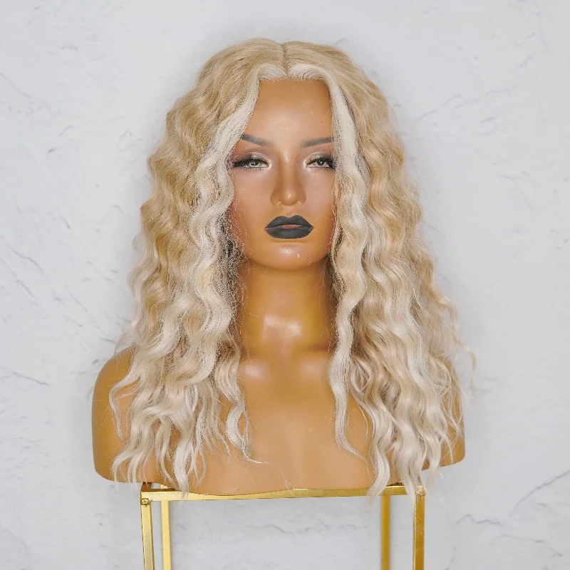 Long - length wig with a wispy fringe for a soft and feminine lookLILY 20" Frosted Blonde Lace Front Wig