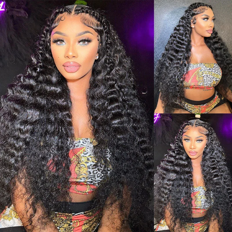 Medium - length wig with a pre - bleached knot for a natural - looking scalpLoose Deep Wave 13x4 Transparent Lace Front Wig Deep Loose Wave Human Hair Wigs