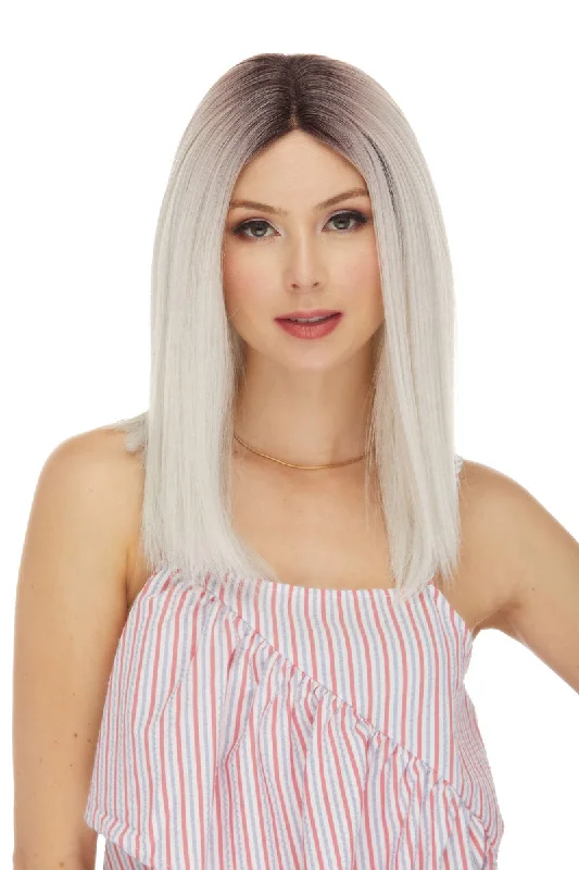 Medium - length wig with a pre - bleached knot for a natural - looking scalpDove <br>Human Hair Blend Lace Front Wig