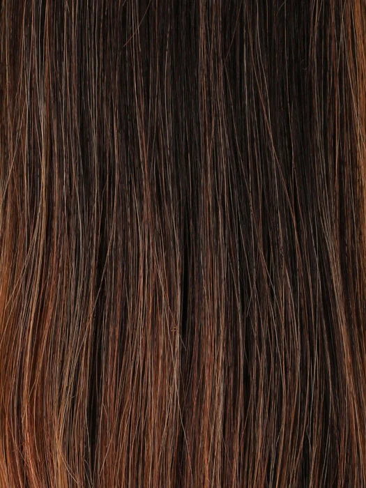 **S4-28/32RO | Sunrise | Dk Brown roots to mid-length. Lt Natural Red Blonde w/Med Natural Red mid-length to ends