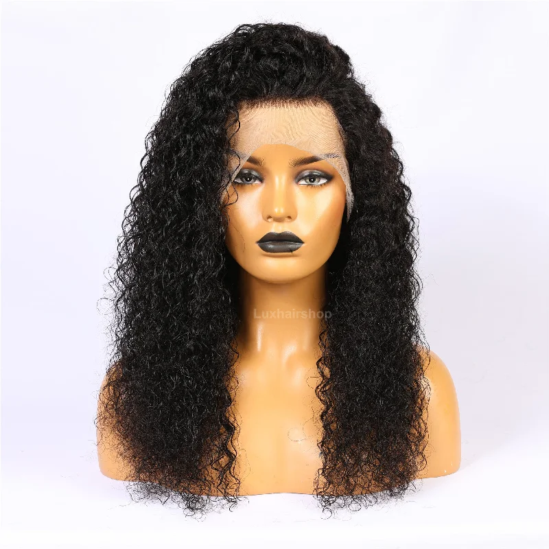 Medium - length wig with a curly texture for a bold and stylish choicePeruvian Human Hair Curly Natural Color Full Lace Wig