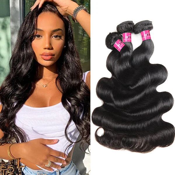 Medium - length wig with a 180 - density for a full and thick appearanceOne More Body Wave Bundles Brazilian Body Wave 3 Bundles Human Hair Weave