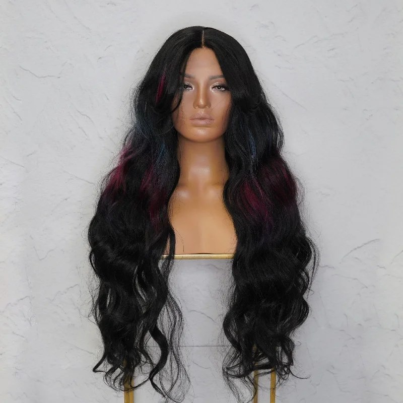 Long - length wig with a middle - part for a classic and elegant stylePIPER Galaxy Lace Front Wig