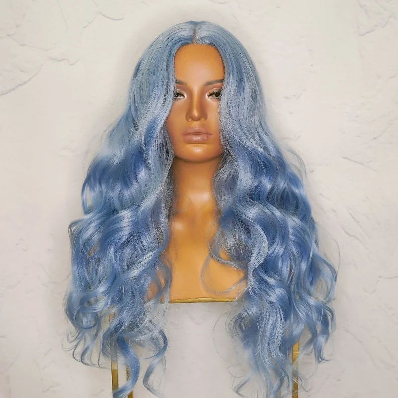 Long - length wig in a jet - black color for a classic appearancePOLLY Blue 30" Lace Front Wig