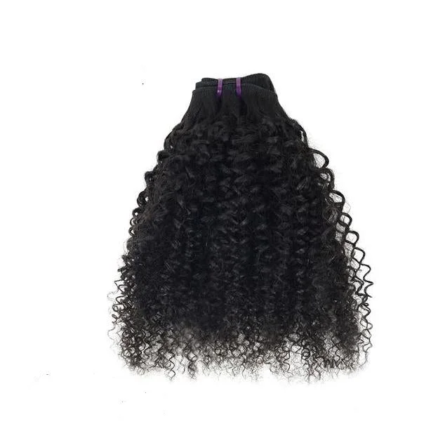 Medium - length wig with a heat - resistant formula for easy styling at homePeruvian Human Hair Weft Black Color Afro curl