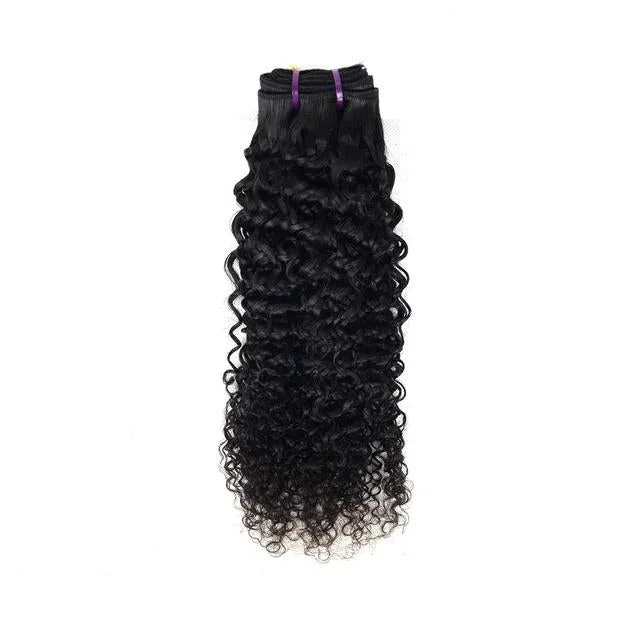 Medium - length wig with a pre - plucked hairline for a more natural lookPeruvian Human Hair Weft Black Color Deep Curl