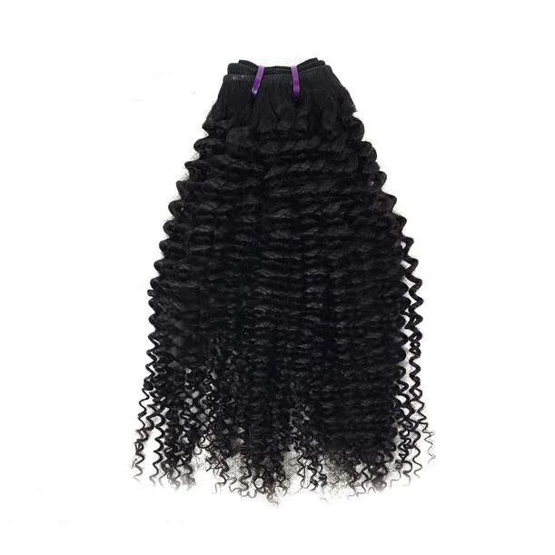 Medium - length wig with a middle - part for a classic and elegant stylePeruvian Human Hair Weft Black Color Kinky Curl