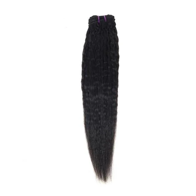 Medium - length wig with a wispy fringe for a soft and feminine lookPeruvian Human Hair Weft Black Color Kinky