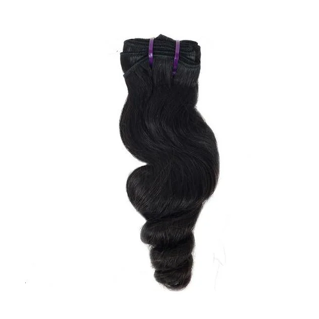 Medium - length wig with a curly texture for a bold and stylish choicePeruvian Human Hair Weft Black Color Loose Curl