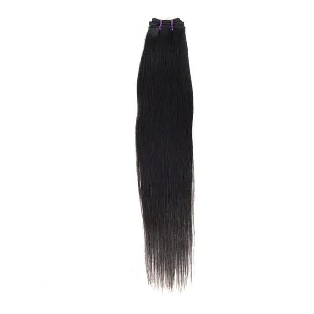 Medium - length wig in a jet - black color for a classic appearancePeruvian Human Hair Weft Black Color Straight