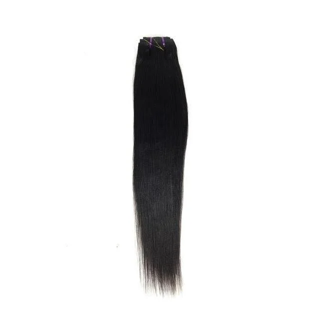 Medium - length wig with a side - swept bang for a sophisticated lookPeruvian Human Hair Weft Black Color Yaki