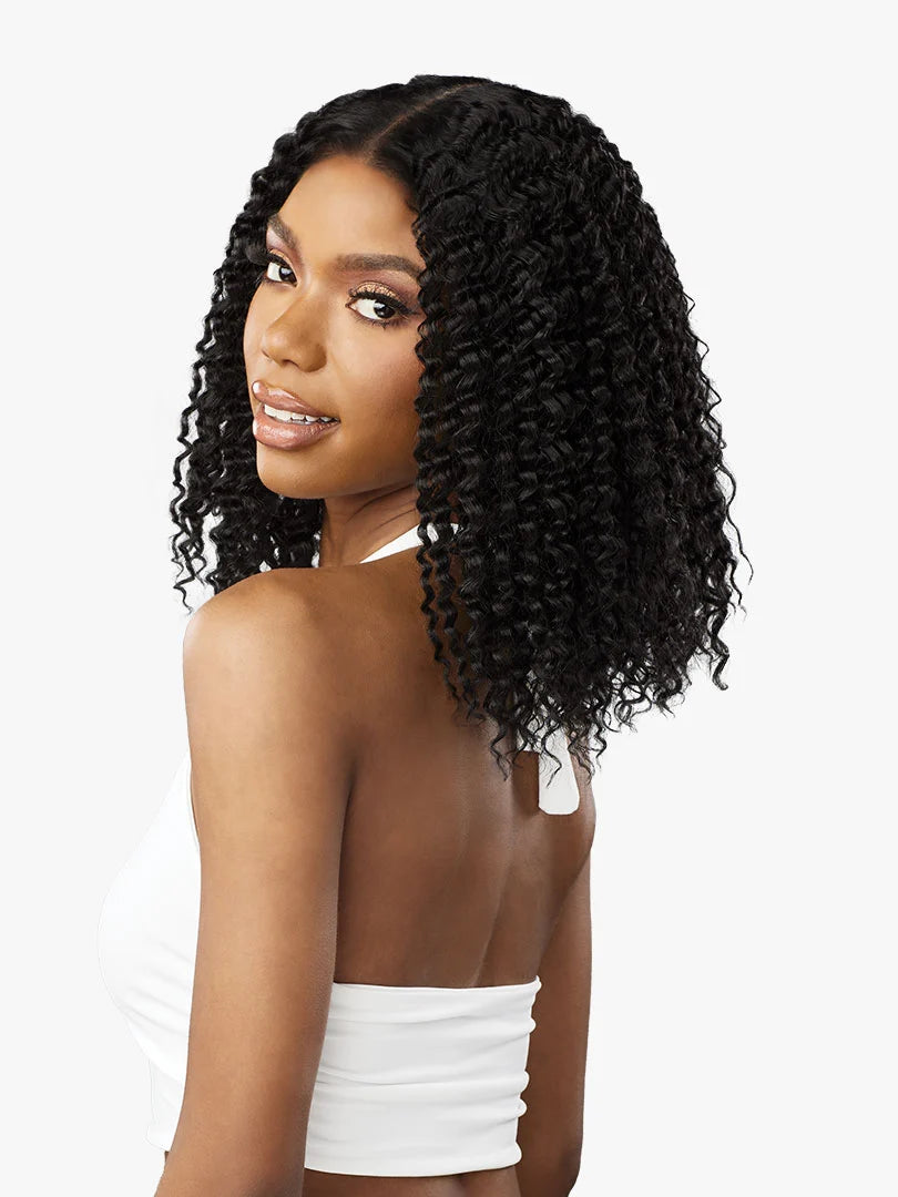 Medium - length wig with a heat - resistant formula for easy styling at homeSensationnel Butta Lace Wet and Wavy Glueless Human Hair Blend HD Lace Front Wig WATER WAVE 12