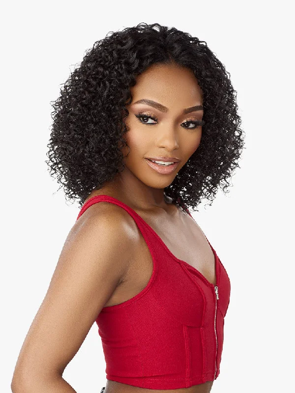 Medium - length wig with a 180 - density for a full and thick appearanceSensationnel Curls Kinks & Co Synthetic Hair Glueless V Part Wig V UNIT 4