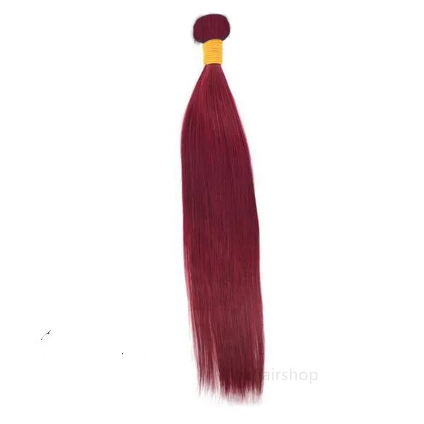 Synthetic medium - length wig with a natural - looking texturePeruvian Human Hair Weft Red Color Straight Bundles