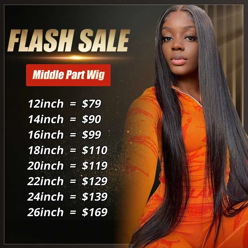 Medium - length wig with a pre - bleached knot for a natural - looking scalpMiddle Part Lace Wig Human Hair Flash Sale