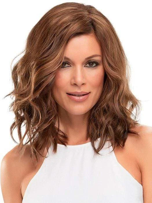 Medium - length wig with a platinum - blonde color for a bold and trendy lookTop Wave 12"