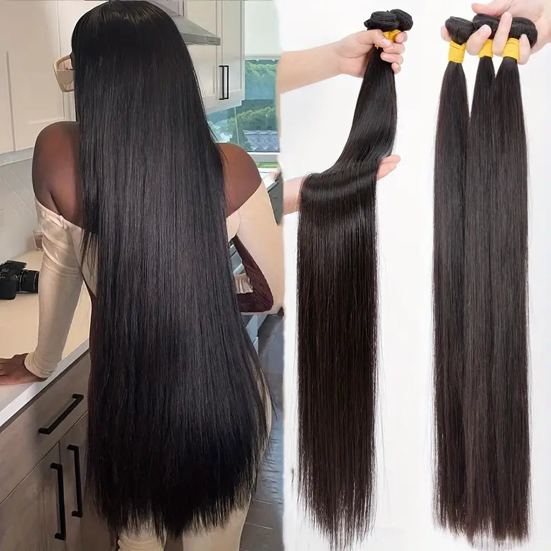 Medium - length wig with a honey - blonde color for a warm and sunny appearance38 40 Inch Bone Straight Human Hair Weave Brazilian Straight Hair 3 Bundles