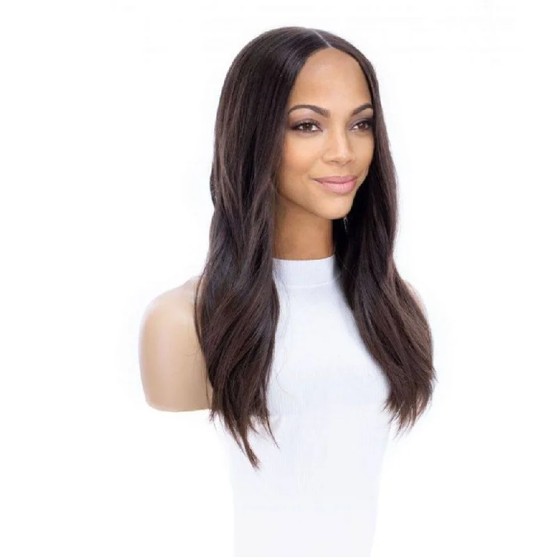 Medium - length wig with a curly texture for a bold and stylish choice20" Divine Luxe Lace Top Topper #4 Dark Brown