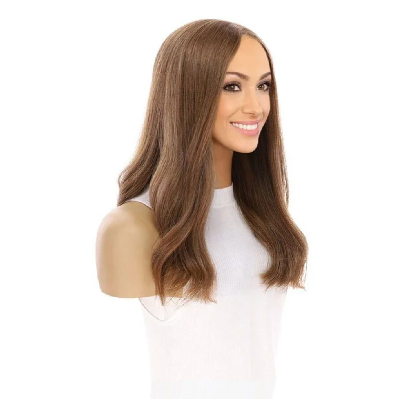 Medium - length wig with a side - part for a more flattering look20" Divine Luxe Lace Top Topper #10 Neutral Light Brown